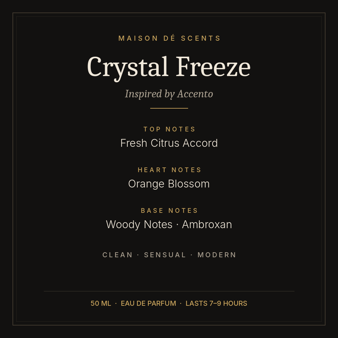 Crystal Freeze scent notes – top, heart and base notes