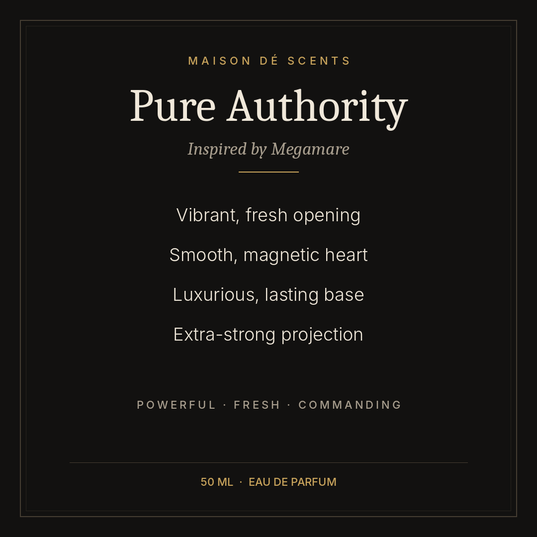 Pure Authority 50ml eau de parfum by Maison dé Scents, inspired by Megamare – powerful marine freshness