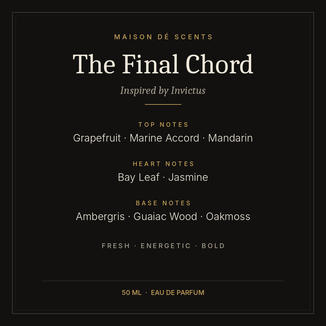 The Final Chord scent notes – top, heart and base notes